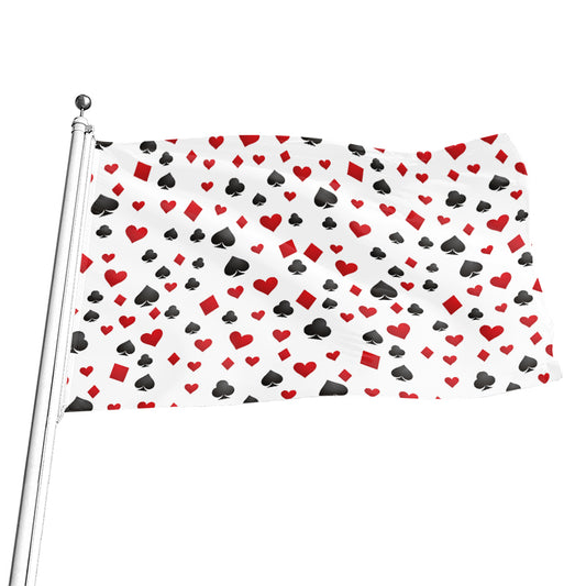 Red And Black Playing Card Suits Print Flag