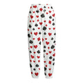 Red And Black Playing Card Suits Print Fleece Lined Knit Pants