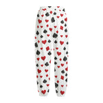 Red And Black Playing Card Suits Print Fleece Lined Knit Pants