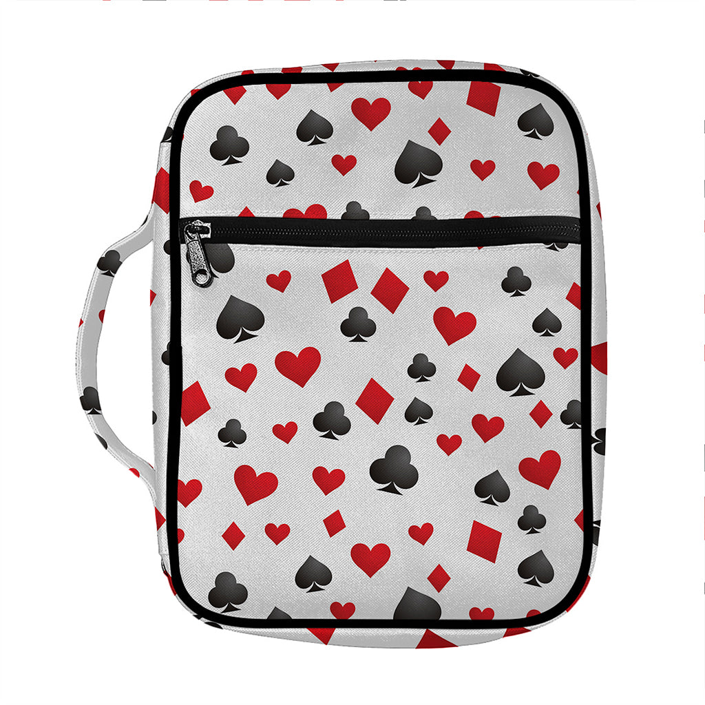 Red And Black Playing Card Suits Print Front Pocket Bible Bag