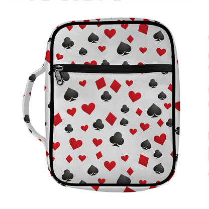 Red And Black Playing Card Suits Print Front Pocket Bible Bag