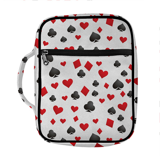Red And Black Playing Card Suits Print Front Pocket Bible Bag