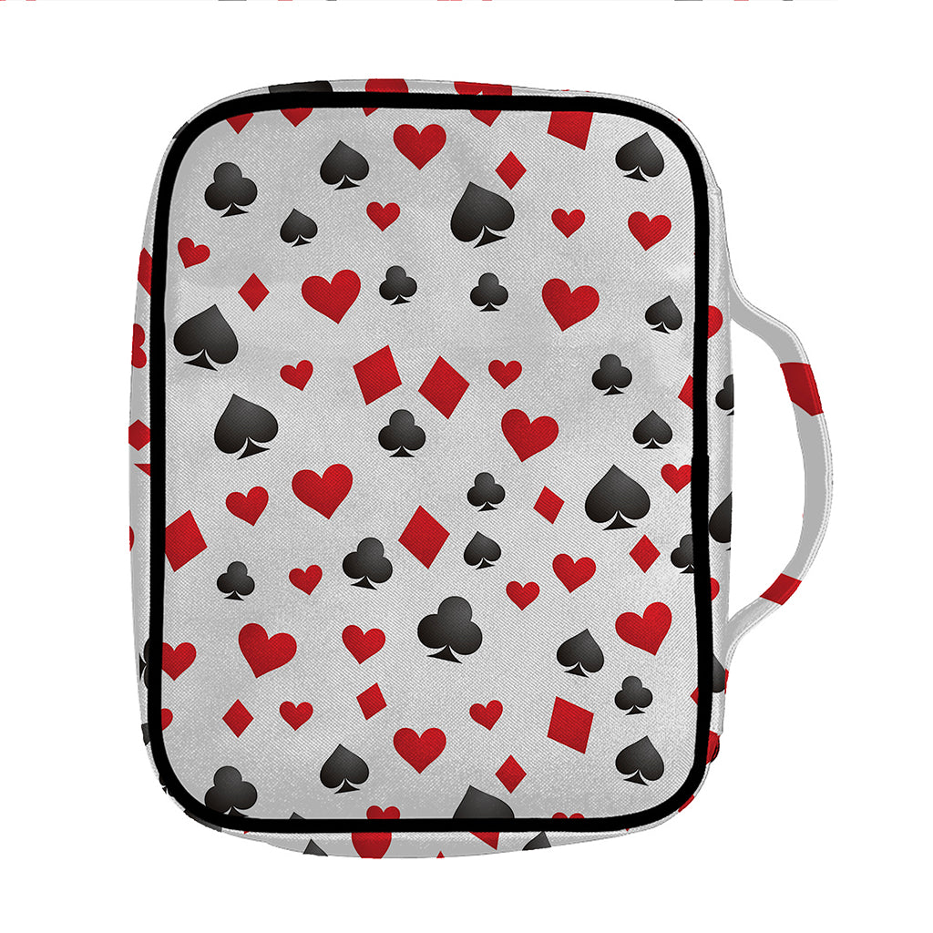 Red And Black Playing Card Suits Print Front Pocket Bible Bag