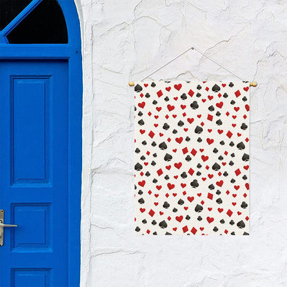 Red And Black Playing Card Suits Print Garden Flag