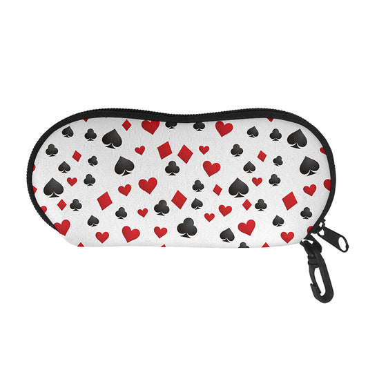 Red And Black Playing Card Suits Print Glasses Case
