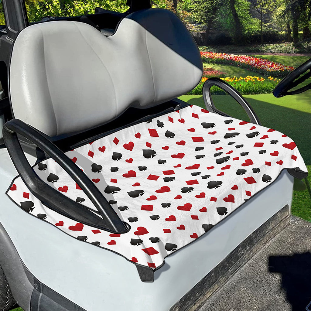 Red And Black Playing Card Suits Print Golf Cart Seat Cover
