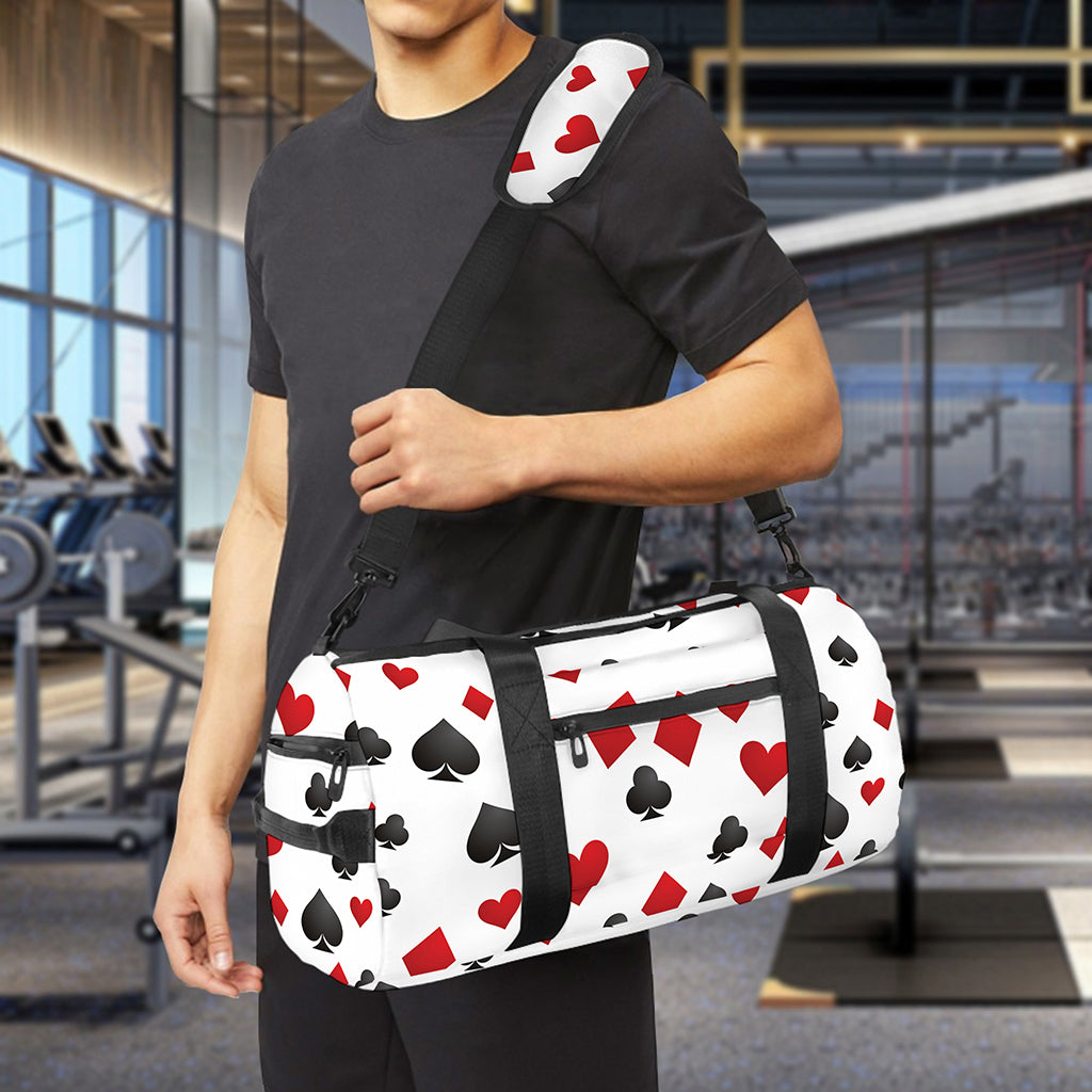 Red And Black Playing Card Suits Print Gym Bag