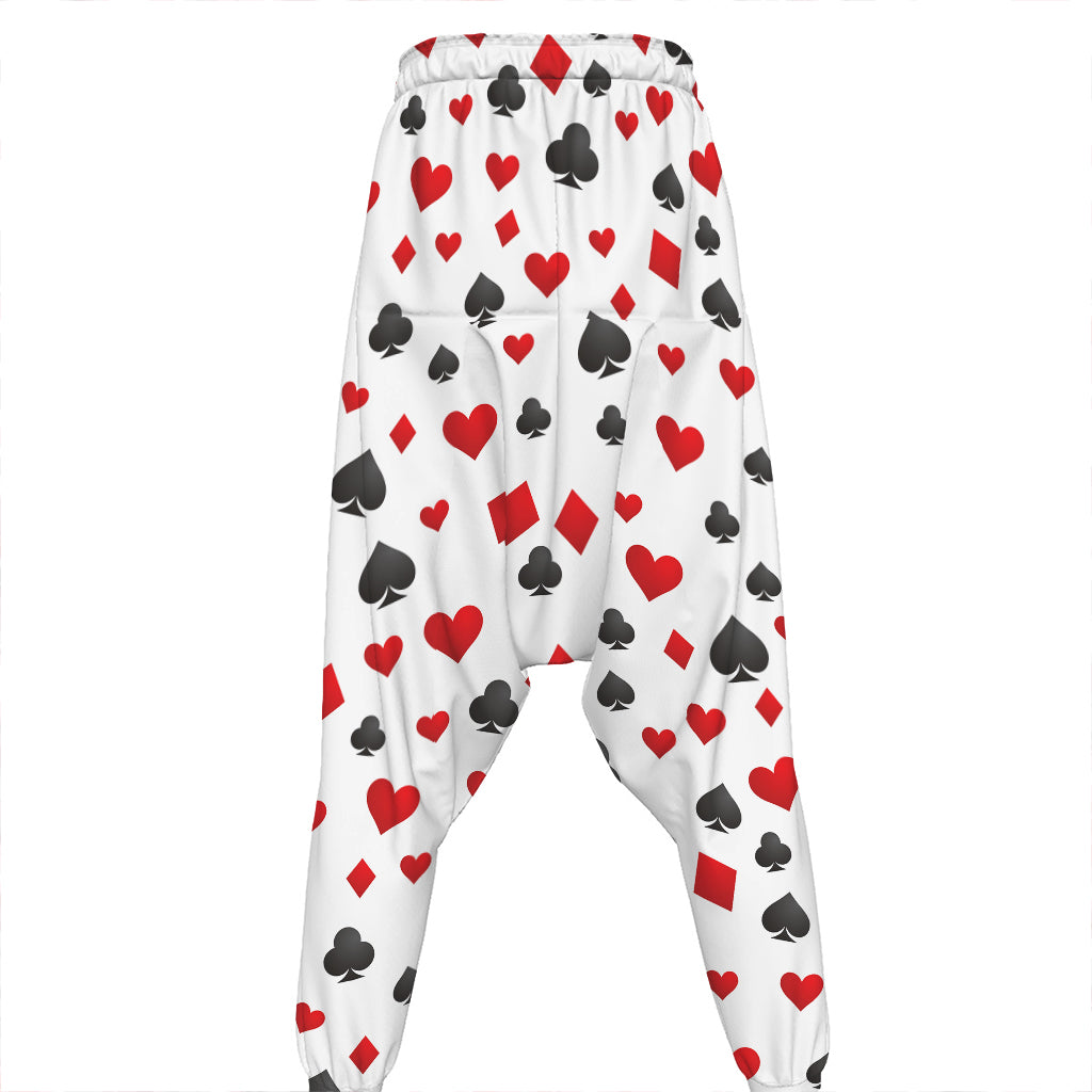 Red And Black Playing Card Suits Print Hammer Pants