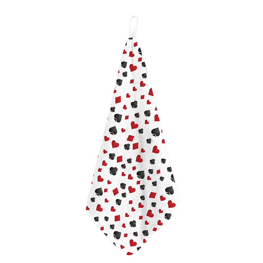 Red And Black Playing Card Suits Print Hand Towel