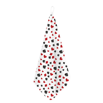 Red And Black Playing Card Suits Print Hand Towel