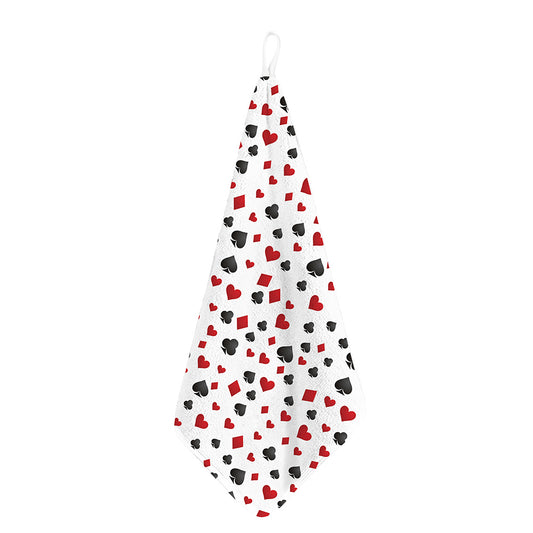Red And Black Playing Card Suits Print Hand Towel