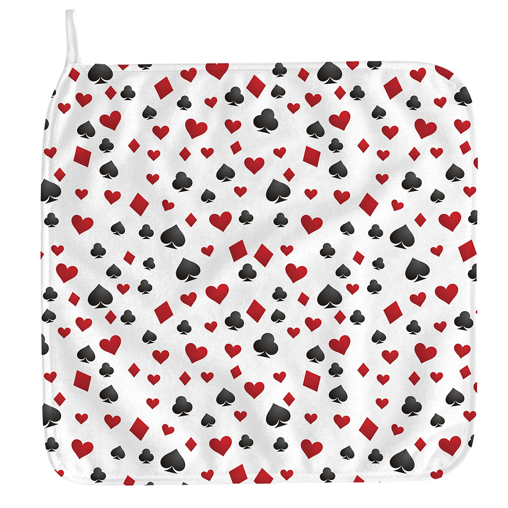 Red And Black Playing Card Suits Print Hand Towel