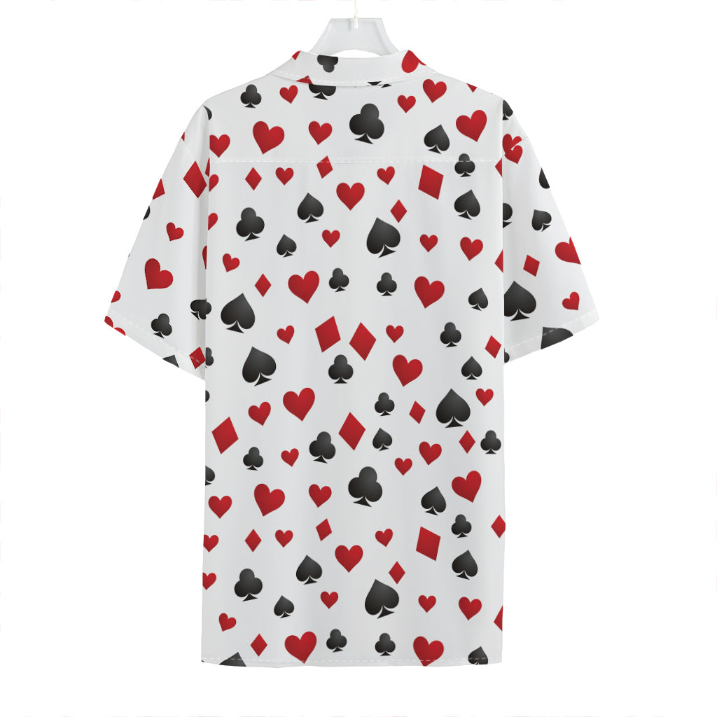 Red And Black Playing Card Suits Print Hawaiian Shirt