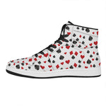 Red And Black Playing Card Suits Print High Top Leather Sneakers