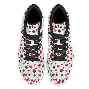 Red And Black Playing Card Suits Print High Top Leather Sneakers