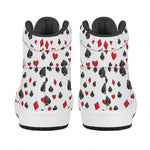 Red And Black Playing Card Suits Print High Top Leather Sneakers