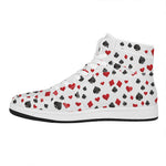 Red And Black Playing Card Suits Print High Top Leather Sneakers