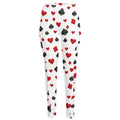 Red And Black Playing Card Suits Print High-Waisted Pocket Leggings