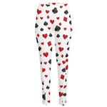 Red And Black Playing Card Suits Print High-Waisted Pocket Leggings