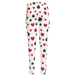 Red And Black Playing Card Suits Print High-Waisted Pocket Leggings