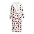 Red And Black Playing Card Suits Print Hooded Bathrobe