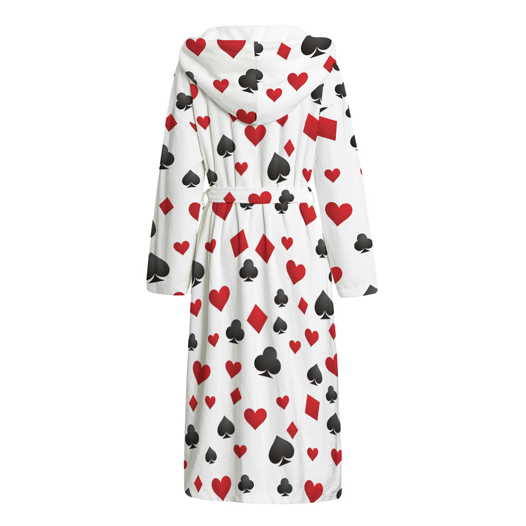 Red And Black Playing Card Suits Print Hooded Bathrobe