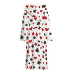 Red And Black Playing Card Suits Print Hooded Bathrobe