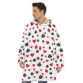 Red And Black Playing Card Suits Print Hoodie Blanket