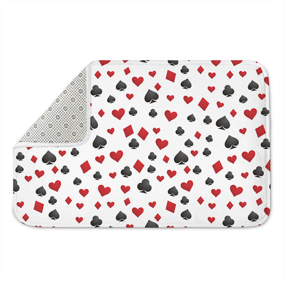 Red And Black Playing Card Suits Print Indoor Door Mat