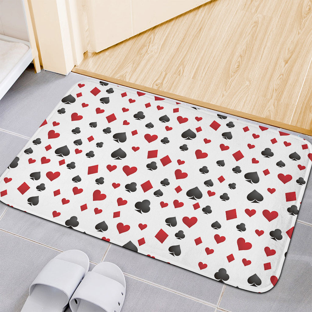 Red And Black Playing Card Suits Print Indoor Door Mat