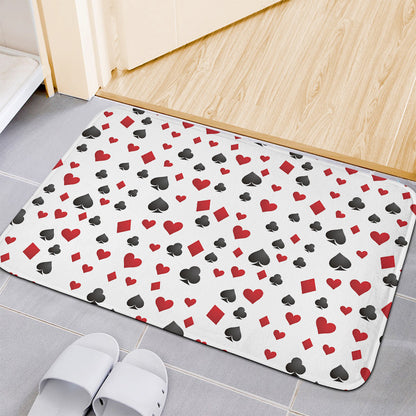 Red And Black Playing Card Suits Print Indoor Door Mat