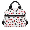 Red And Black Playing Card Suits Print Insulated Lunch Bag