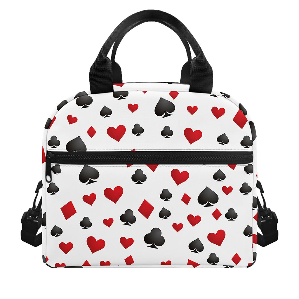Red And Black Playing Card Suits Print Insulated Lunch Bag