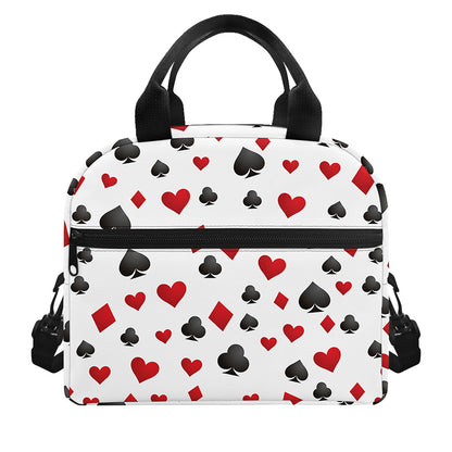 Red And Black Playing Card Suits Print Insulated Lunch Bag