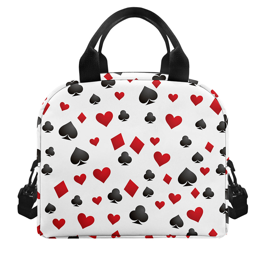 Red And Black Playing Card Suits Print Insulated Lunch Bag