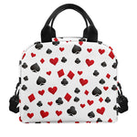 Red And Black Playing Card Suits Print Insulated Lunch Bag