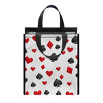 Red And Black Playing Card Suits Print Insulated Lunch Tote