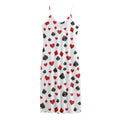 Red And Black Playing Card Suits Print Jersey Midi Cami Dress