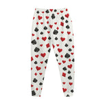 Red And Black Playing Card Suits Print Jogger Pants