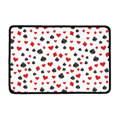 Red And Black Playing Card Suits Print Kitchen Mat