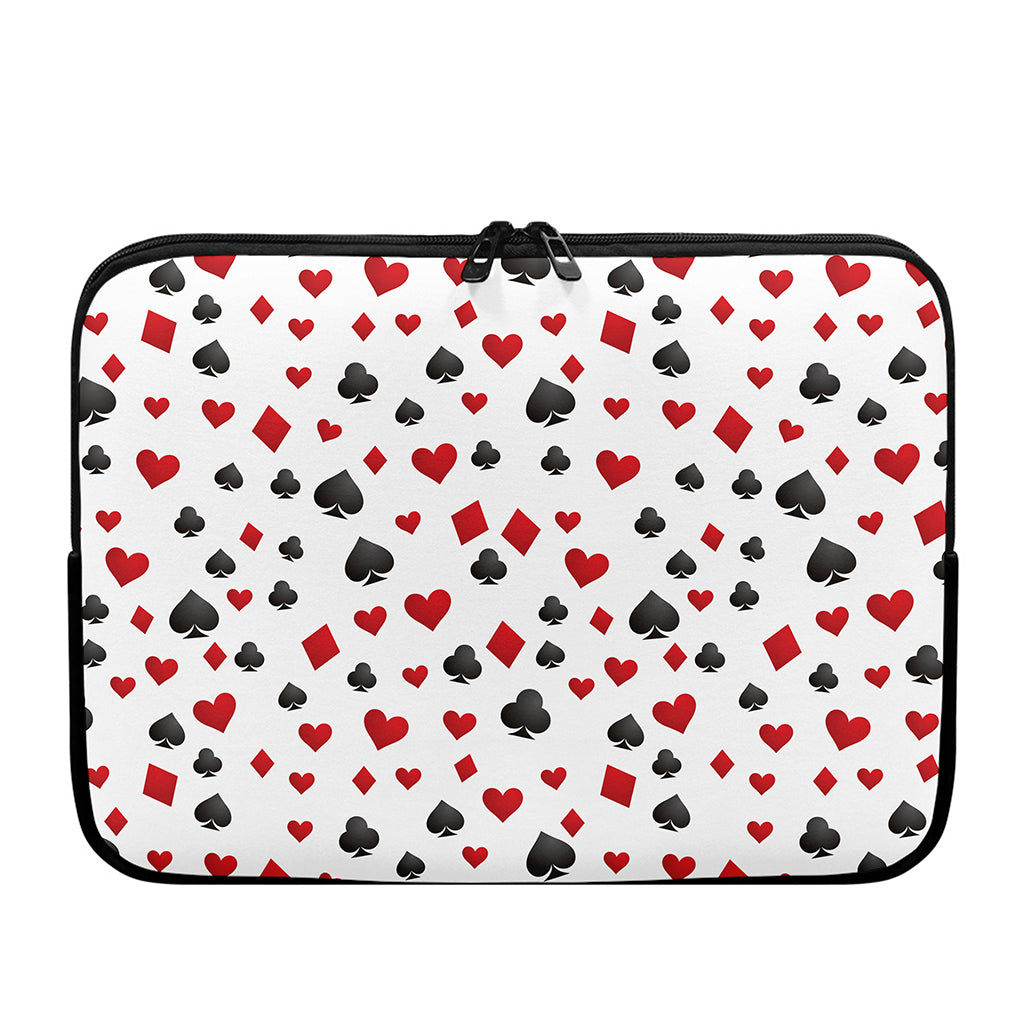 Red And Black Playing Card Suits Print Laptop Sleeve