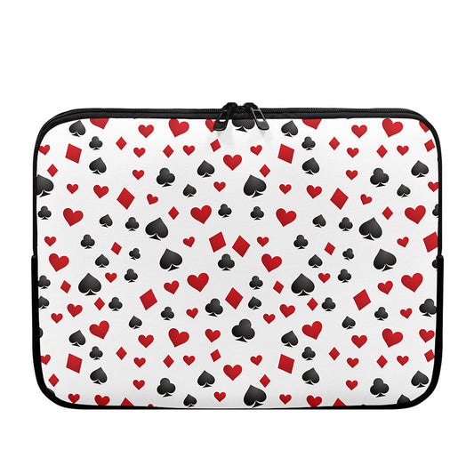 Red And Black Playing Card Suits Print Laptop Sleeve