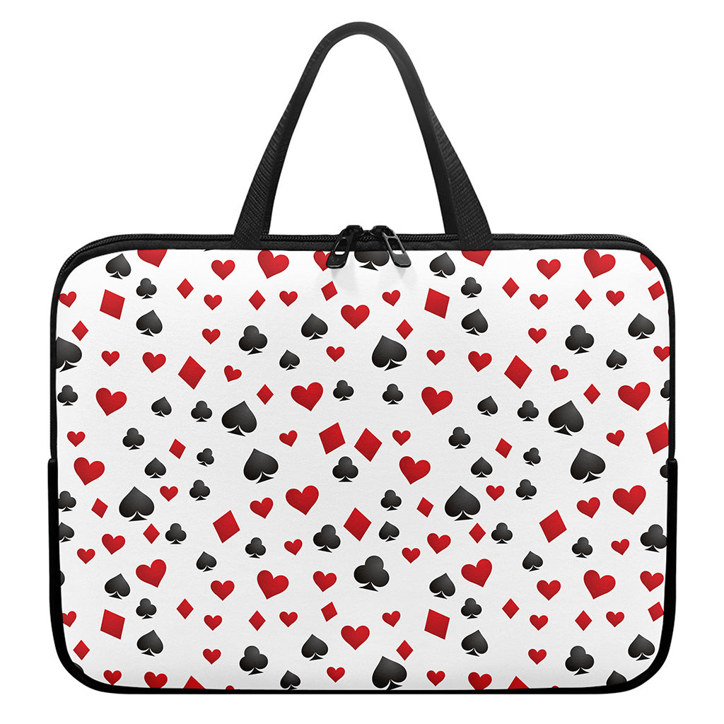 Red And Black Playing Card Suits Print Laptop Sleeve With Handle