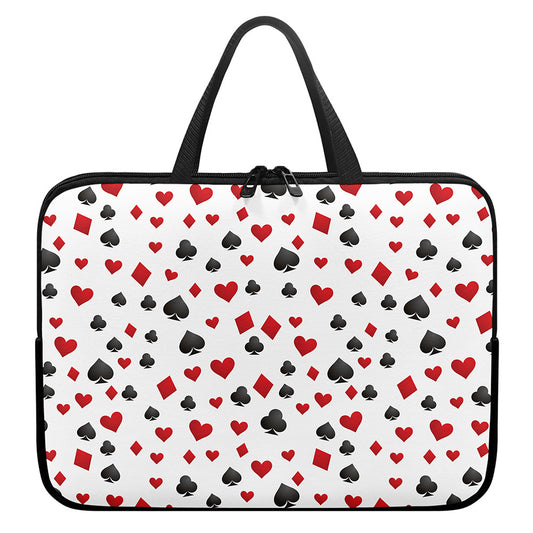 Red And Black Playing Card Suits Print Laptop Sleeve With Handle