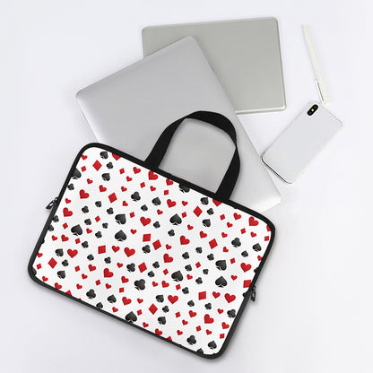 Red And Black Playing Card Suits Print Laptop Sleeve With Handle