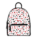 Red And Black Playing Card Suits Print Leather Backpack