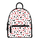 Red And Black Playing Card Suits Print Leather Backpack