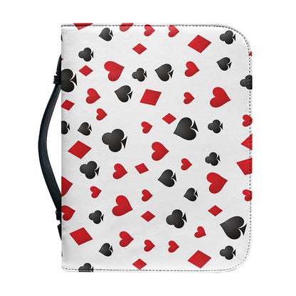 Red And Black Playing Card Suits Print Leather Bible Cover