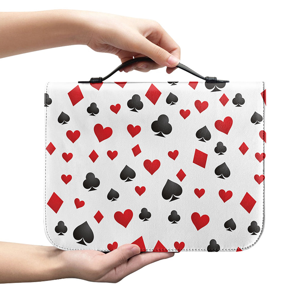Red And Black Playing Card Suits Print Leather Bible Cover