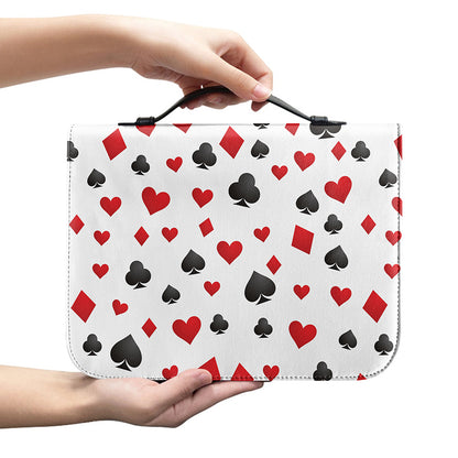 Red And Black Playing Card Suits Print Leather Bible Cover